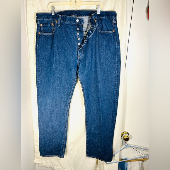 Levi’s 501 Button Fly Straight Leg Big E Jeans Size 42x32 Preowned. - Picture 3 of 7